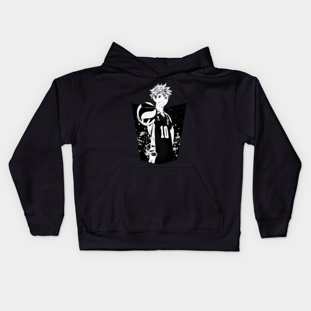 Haikyuu!!: Shoyo Hinata - Ink Design(B&W) Kids Hoodie by InalZ